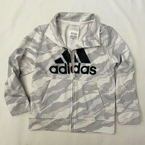 Adidas White and Gray ToddlerZip-Up Jacket